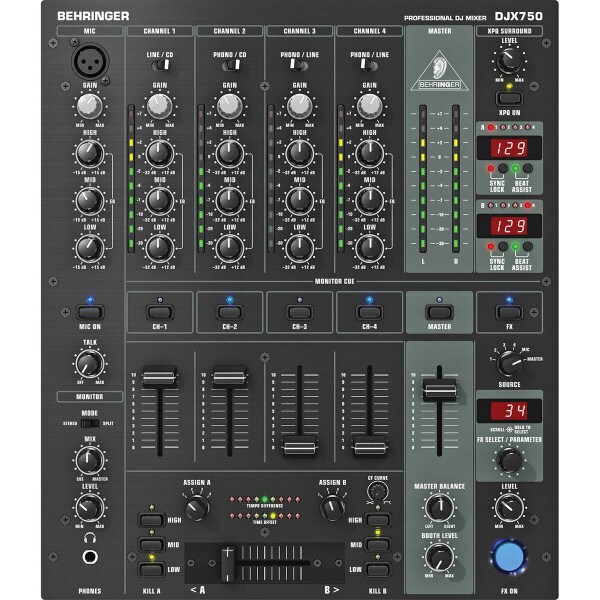 Main product image for Behringer DJX750 Pro 5-Channel DJ Mixer 248-6518